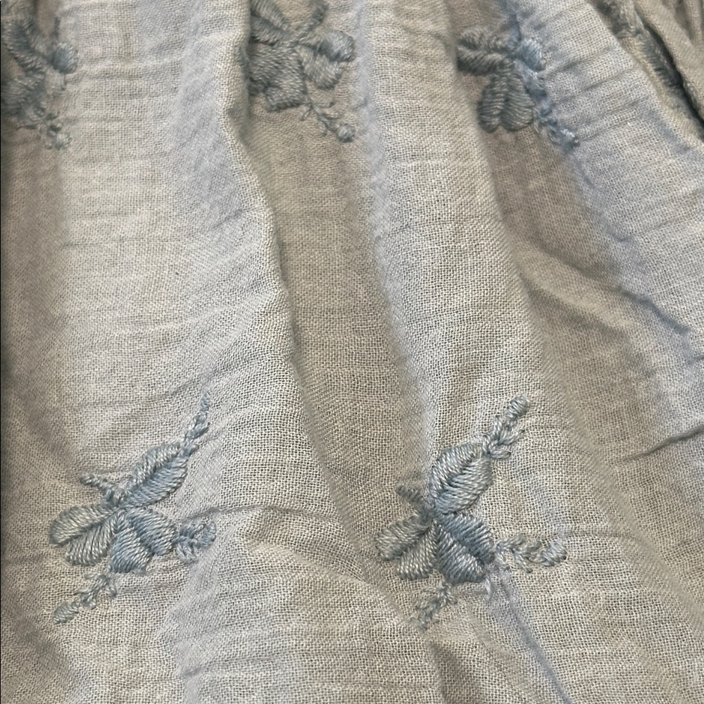 2/$75 Free People Dusty Blue Embroidered Peasant Blouse - Picture 5 of 10
